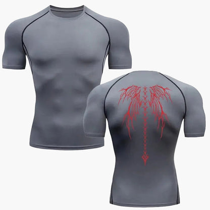 Herren Kompressionsshirt Metal Style – Tribal Flügel Design für Fitness & Freizeit