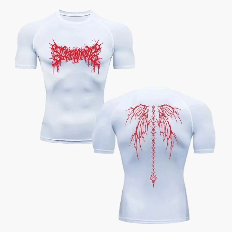 Herren Kompressionsshirt Metal Style – Tribal Flügel Design für Fitness & Freizeit