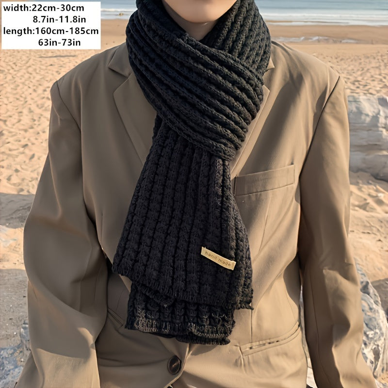 Unisex Gerippter Strickschal Warmer Winterschal mit 'Hand Made' Etikett