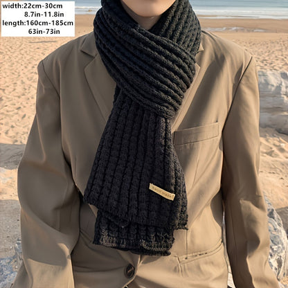 Unisex Gerippter Strickschal Warmer Winterschal mit 'Hand Made' Etikett