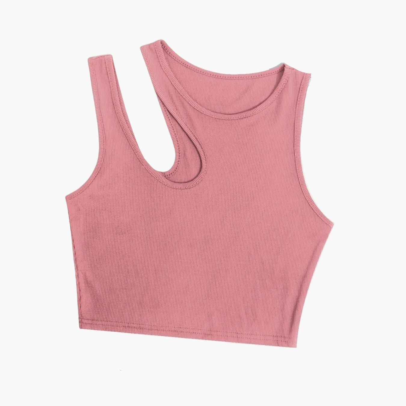 Damen Asymmetrisches Rib-Crop Top für Sommer, Modisches Streetwear Oberteil