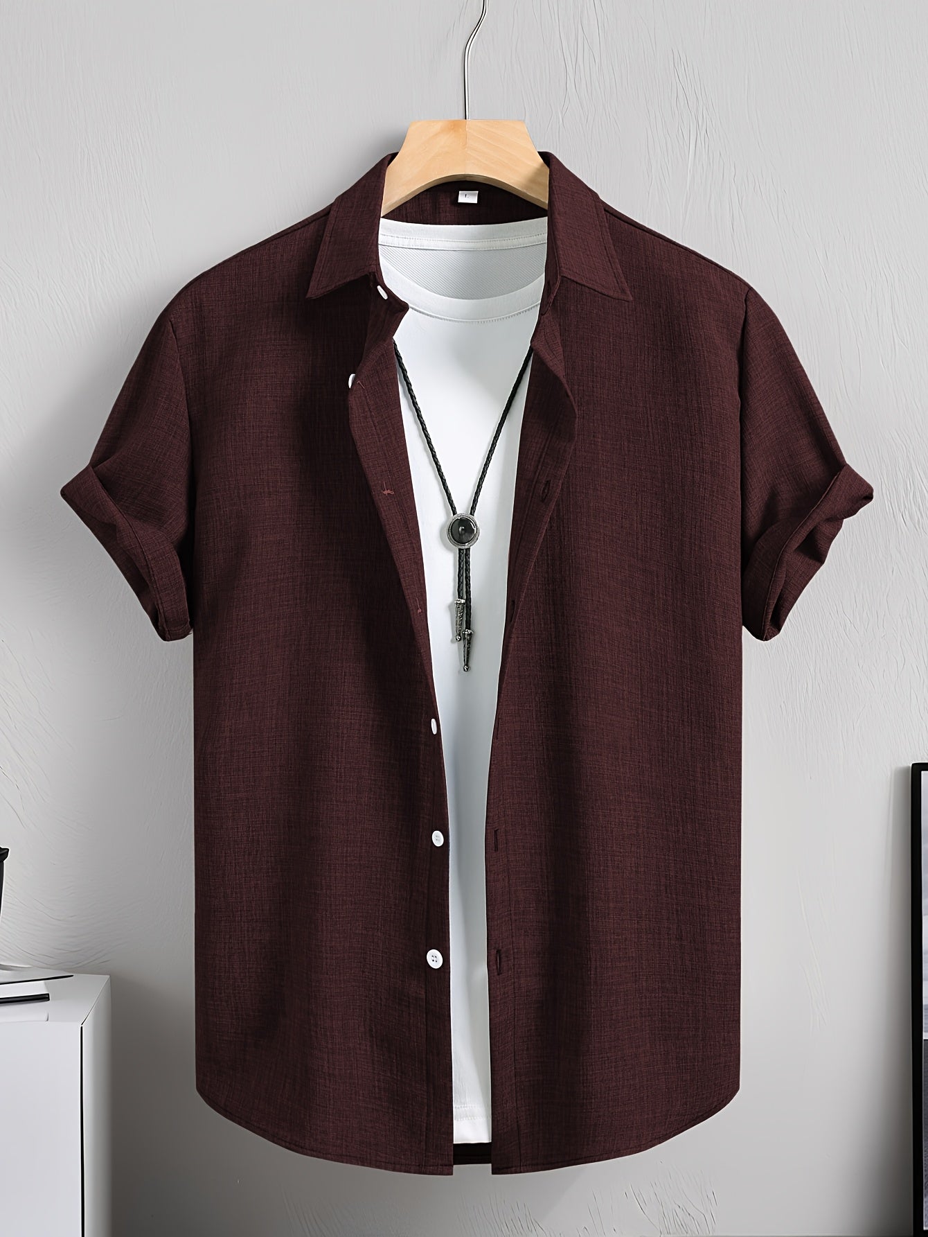 Herren Casual Kurzarm Hemd mit T-Shirt Layering Look – Stylisches Sommer Freizeithemd