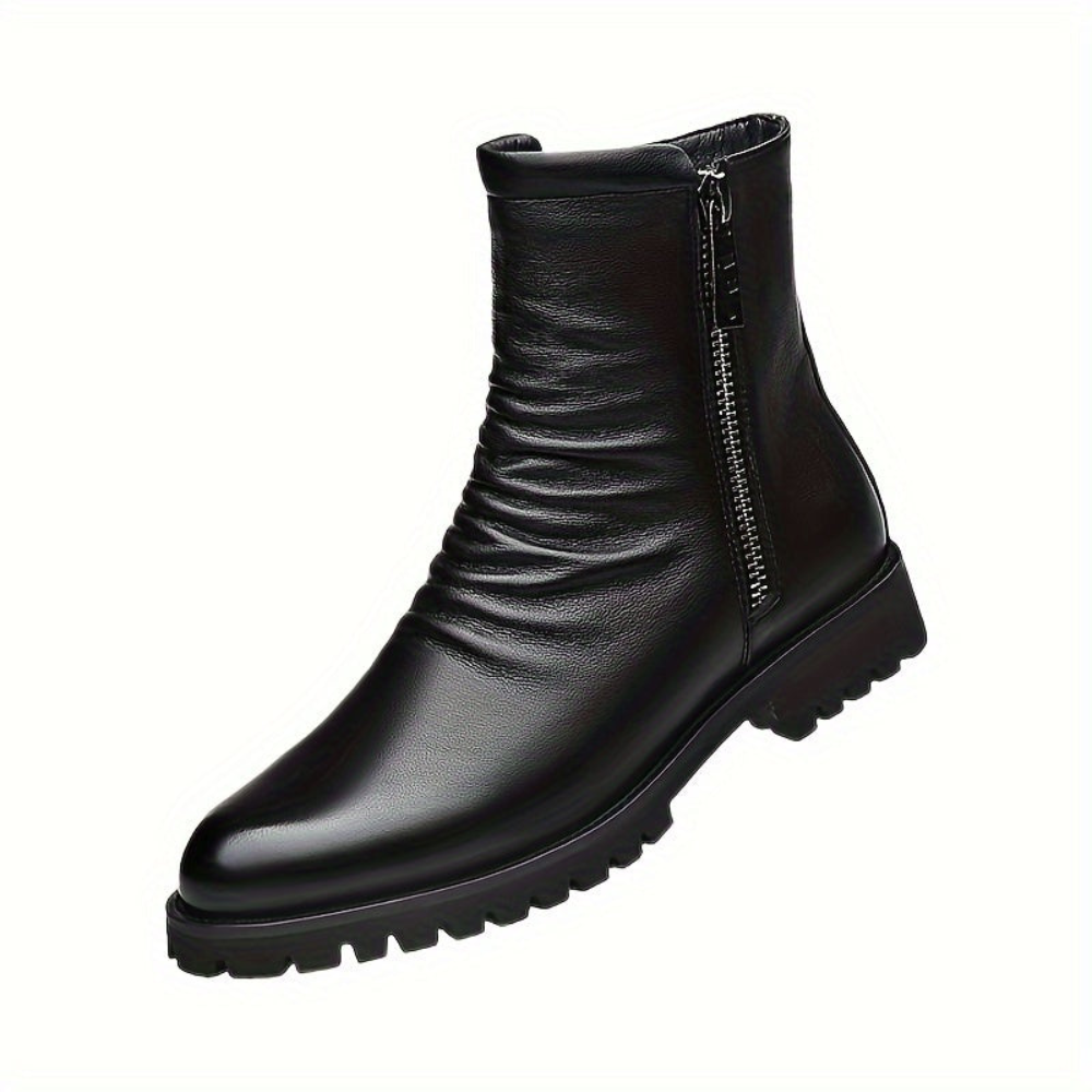 Herren Stiefel Schwarz mit Reißverschluss, Halbhohe Stiefeletten