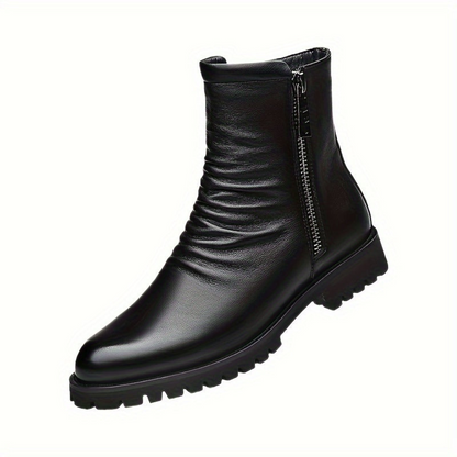 Herren Stiefel Schwarz mit Reißverschluss, Halbhohe Stiefeletten