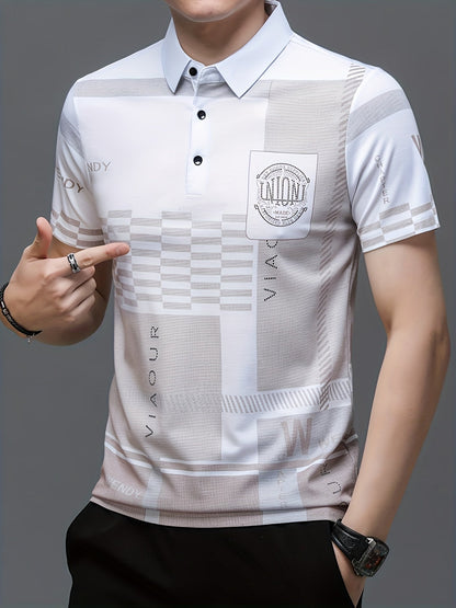Herren Polohemd Modern Grafikmuster Kurzarm – Stilvolles Freizeitshirt mit Kragen