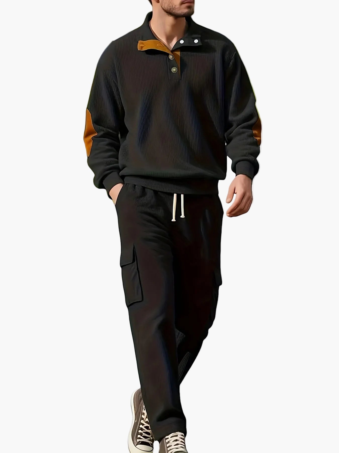 Herren Freizeit-Set mit Stehkragen und Cargohose – Modischer Komfort für Herbst und Winter