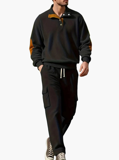 Herren Freizeit-Set mit Stehkragen und Cargohose – Modischer Komfort für Herbst und Winter