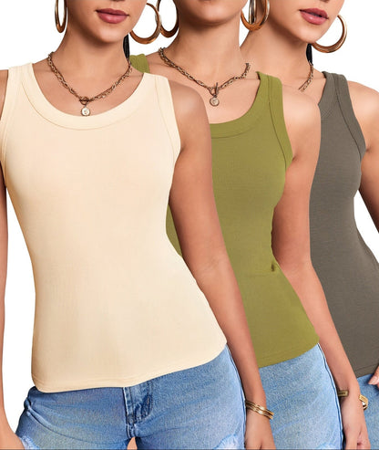 Damen Basic Tanktop 3er-Pack – Figurnah, Modern, Alltag & Freizeit