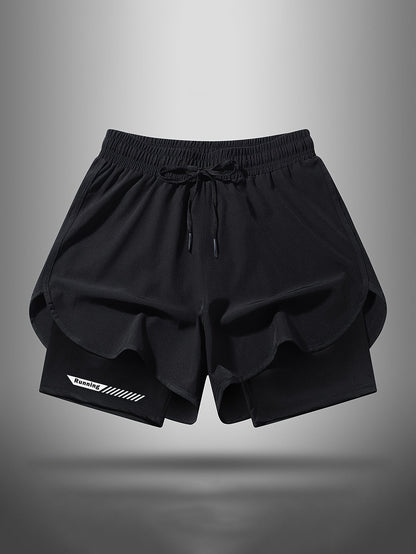 Herren Laufshorts 2-in-1 Sport Fitness Trainingsshorts mit Innenhose