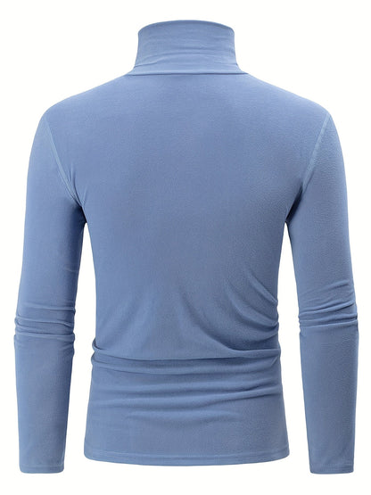 Herren Rollkragenpullover Langarmshirt Slim Fit 4er-Set Schwarz Weiß Grau Blau