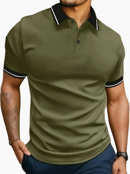 Herren Poloshirt Casual Modern mit Kontrastkragen und Knopfleiste – Stilvolles Freizeitshirt für Alltag und Sport