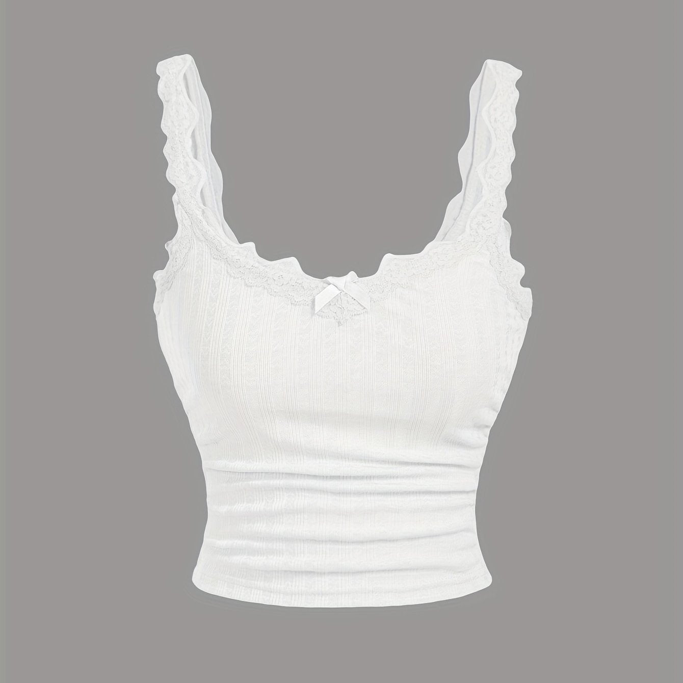 Damen Coquette Camisole Top mit Spitze und Schleife – Feminines Vintage-Look Oberteil