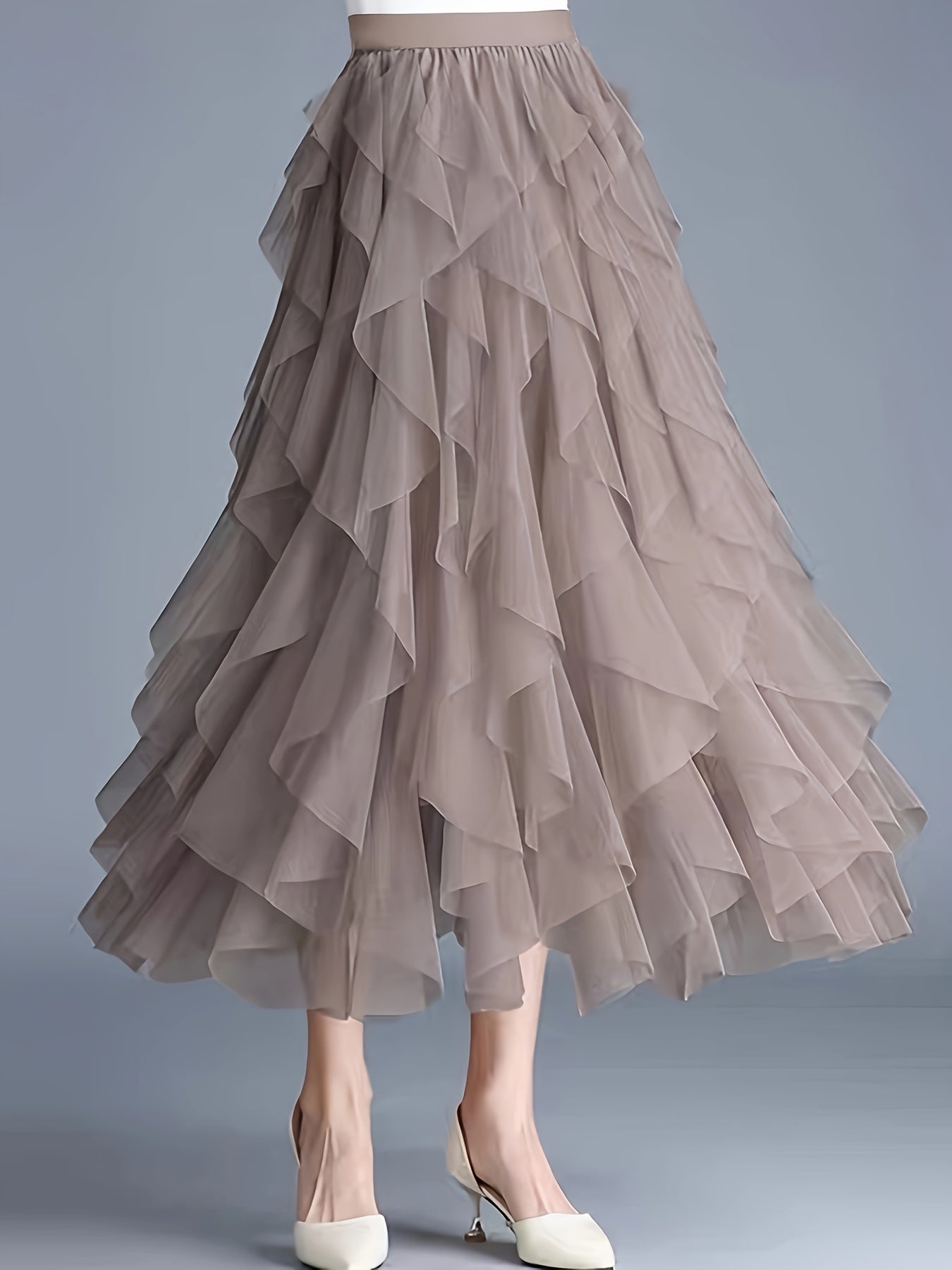 Damen Eleganter Maxirock mit Stufen und Volants für festliche Anlässe