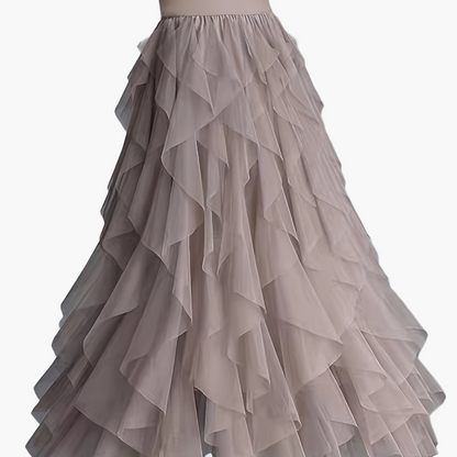 Damen Eleganter Maxirock mit Stufen und Volants für festliche Anlässe