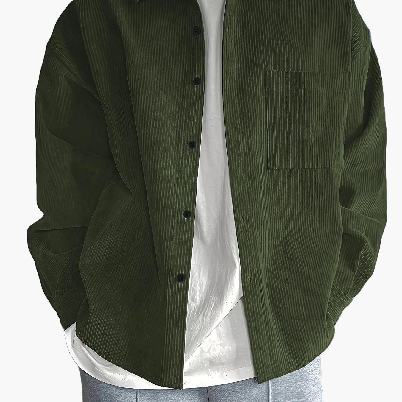Herren Oversized Cordhemd Casual Streetwear – Lässiges Freizeithemd für Alltag und Trend-Looks