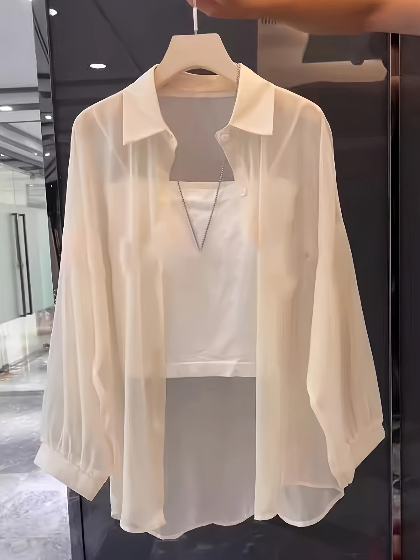 Damen Elegantes Lagenlook Blusenset mit Bandeau-Top – Modisches Zweiteiler-Outfit für Büro und Freizeit