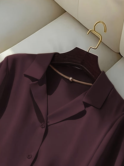 Damen Bluse mit Knopfleiste und klassischem Kragen – Lässiger und eleganter Stil für Alltag und Büro