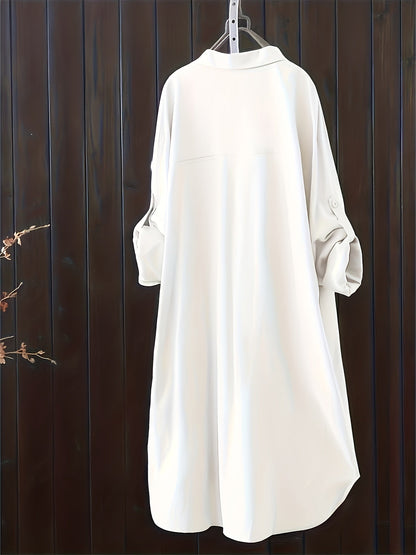 Damen Oversize Hemdblusenkleid mit lässigem Layer-Look – Ideal für Alltag und Büro