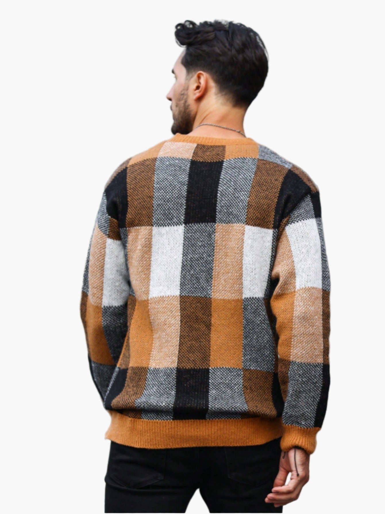 Herren Pullover mit Karomuster – Lässiger Strickpullover für Herbst und Winter