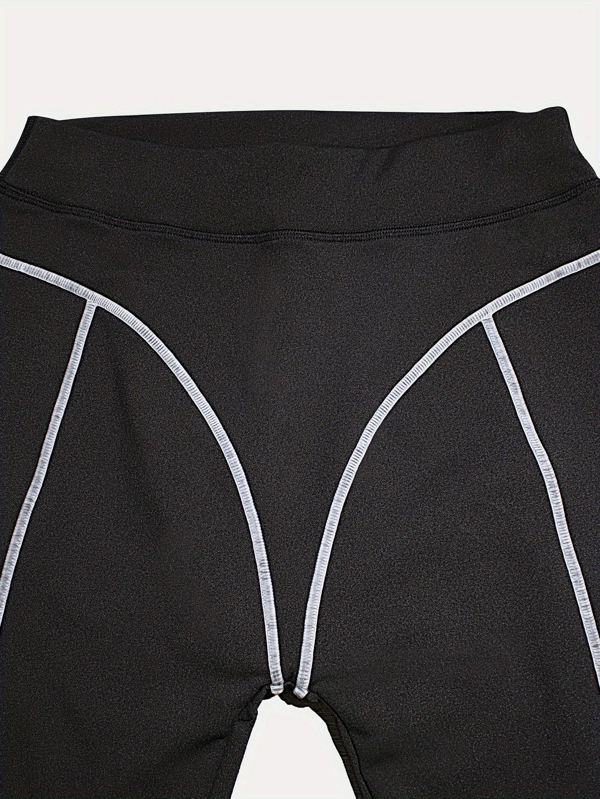 Damen Leggings mit Kontrastnähten Schwarz – Figurbetonte Sporthose
