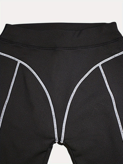 Damen Leggings mit Kontrastnähten Schwarz – Figurbetonte Sporthose