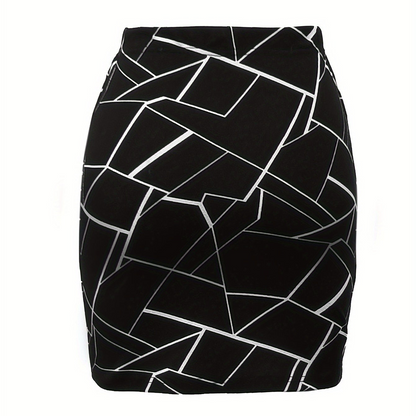 Damen Minirock mit geometrischem Muster und modernem Stil für Büro und Freizeit