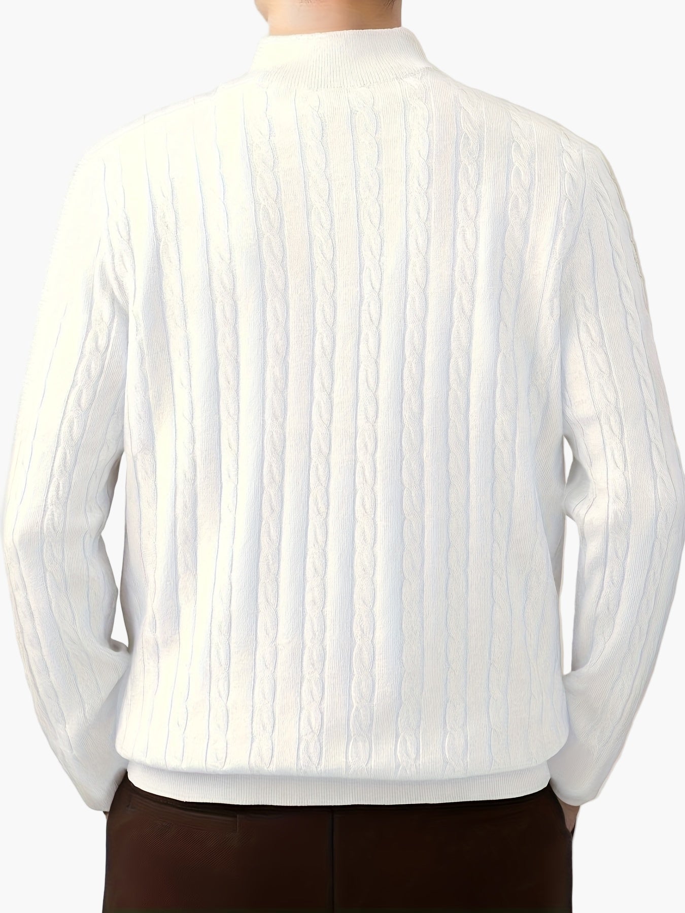Herren Strickpullover mit Zopfmuster und halbem Reißverschluss – Casual Stil für Herbst und Winter