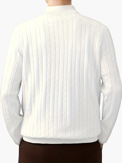Herren Strickpullover mit Zopfmuster und halbem Reißverschluss – Casual Stil für Herbst und Winter