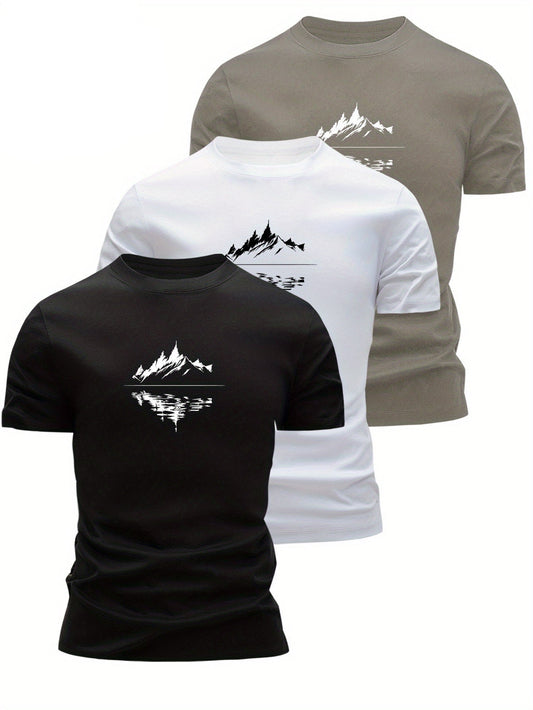 Herren T-Shirt mit Bergmotiv – Modernes Grafikshirt für Freizeit, Outdoor & Alltag