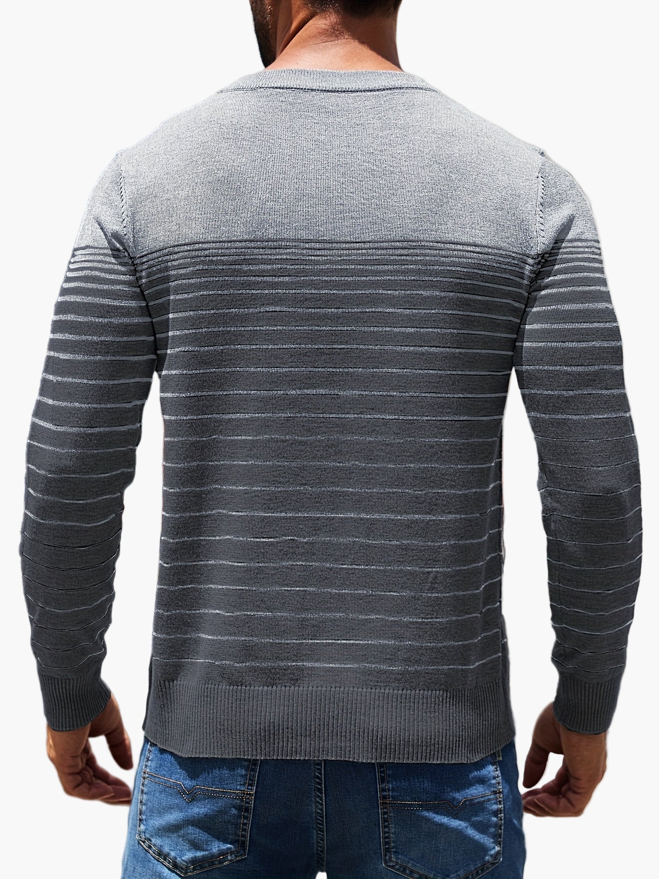 Herren Strickpullover mit Streifenmuster – Modischer Freizeit-Look für Alltag und Büro