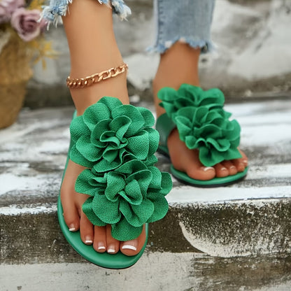 Damen Sandalen mit großer Blumenapplikation – Modische Slide-Slipper für Freizeit und Alltag