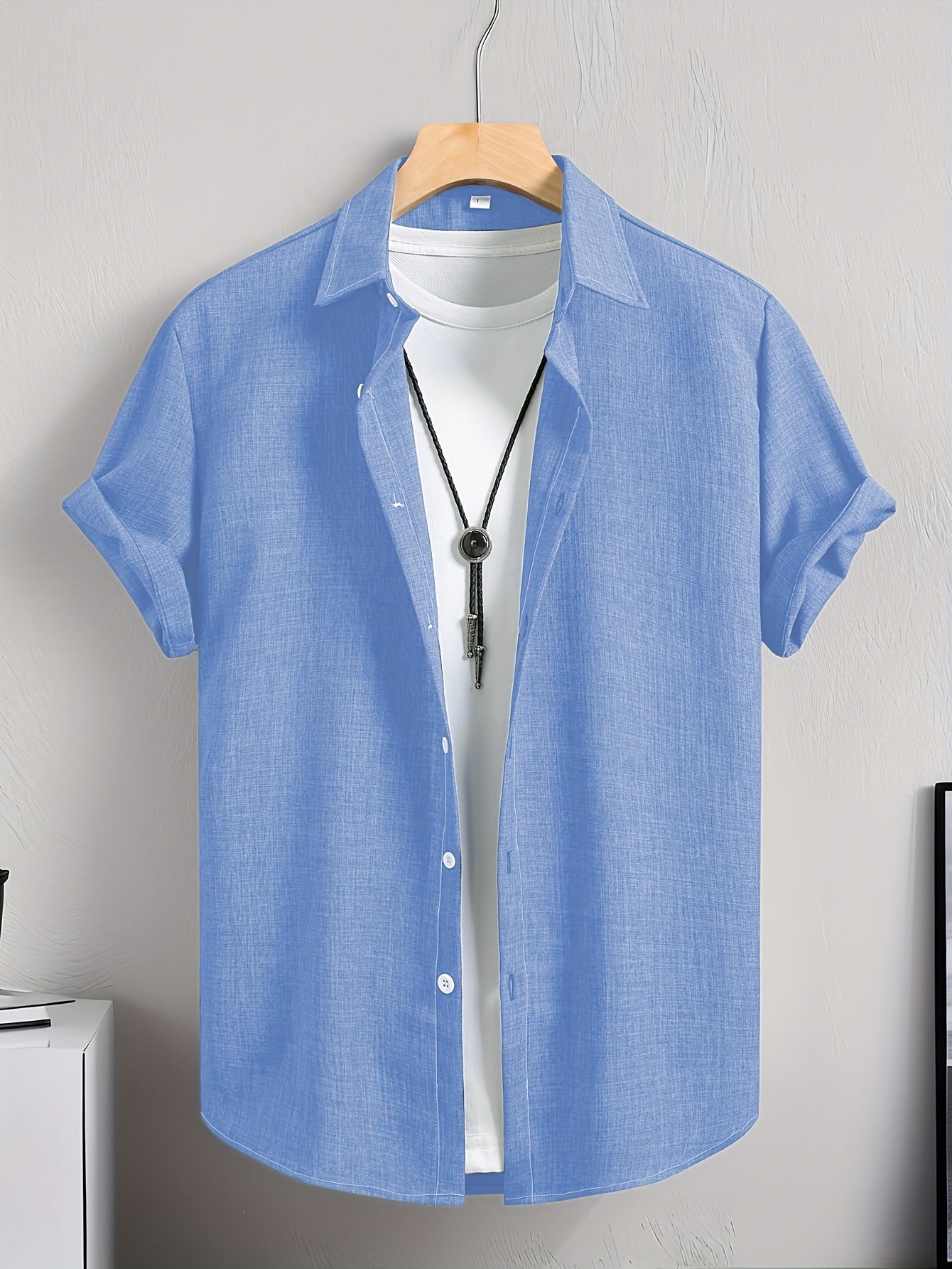 Herren Casual Kurzarm Hemd mit T-Shirt Layering Look – Stylisches Sommer Freizeithemd