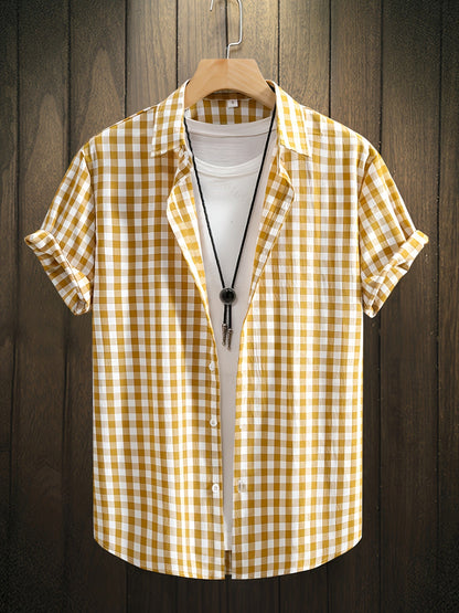 Herren Kurzarm-Hemd Kariert – Modisches Freizeit- und Business-Outfit