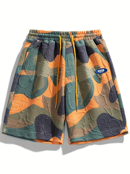 Herren Urban Style Grafik-Shorts mit Camouflage-Muster und Prägung – Freizeit & Streetwear