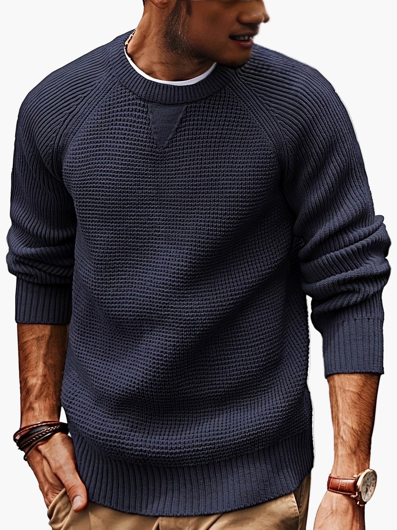 Herren Strickpullover Vintage Stil – Klassischer Rundhalsausschnitt, Perfekt für Alltag und Freizeit