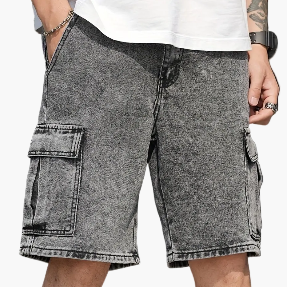 Herren Cargo Shorts im Vintage-Look – Lässige Denim-Shorts mit Taschen für Alltag und Freizeit