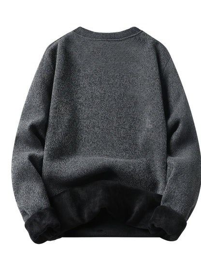 Unisex Langarm Sweatshirt Rundhals Fleece-Futter Melange-Optik