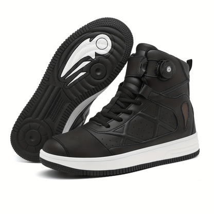 Hoher Sneaker für Herren, Schwarz mit Schnürsenkeln & Drehverschluss
