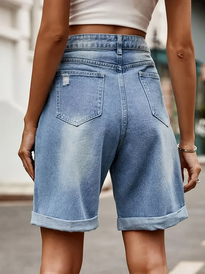 Damen Jeans-Bermuda im Casual-Style – Lässige High-Waist Shorts für Alltag & Freizeit