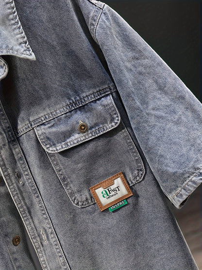 Herren Oversize Jeanshemd Kurzarm mit Vintage Look und Brusttaschen – Stilvolles Freizeit Hemd für Alltag & Streetwear