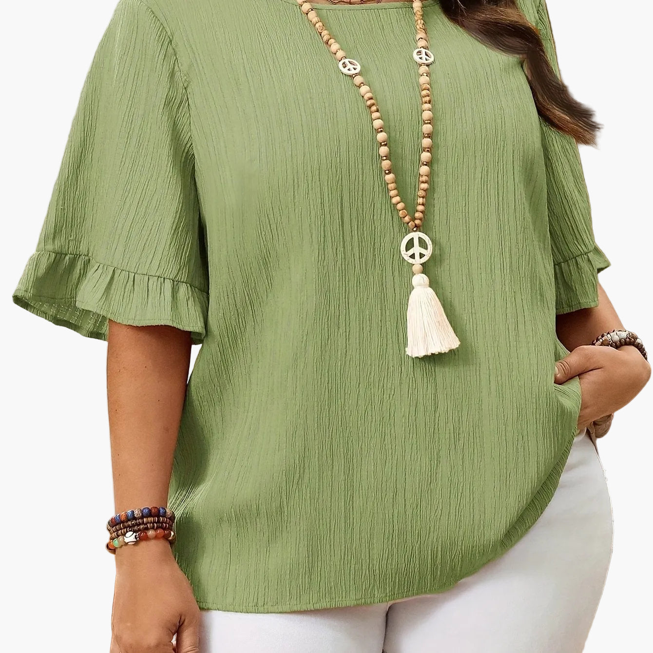 Damen Blusenshirt mit Rüschenärmeln – Eleganter Freizeitlook für Alltag und Büro