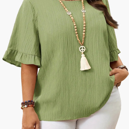 Damen Blusenshirt mit Rüschenärmeln – Eleganter Freizeitlook für Alltag und Büro