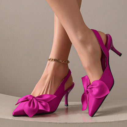 Damen Slingback Pumps mit großer Schleife und Stiletto-Absatz – Elegante festliche High Heels