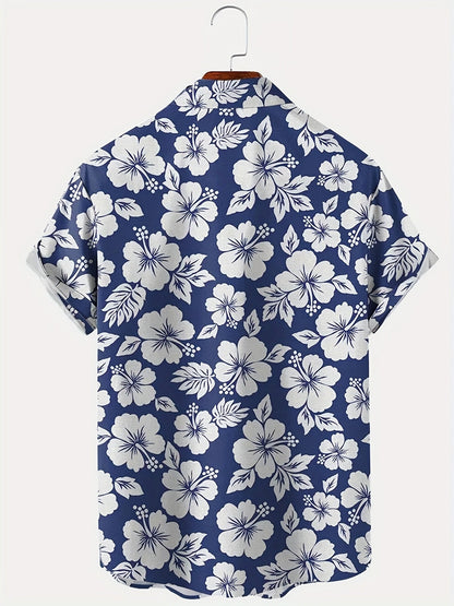 Herren Hawaiihemd im floralen Urlaubsstil – Kurzarm Freizeithemd für Strand und Sommer