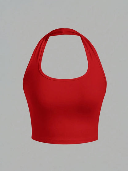 Damen Halter Neck Backless Crop Top – Modisches Sommer Basic für Freizeit & Streetwear