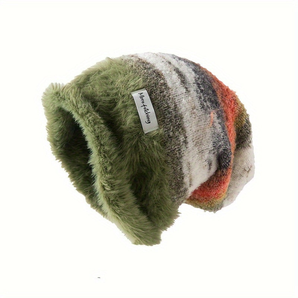 Unisex Winter Beanie Strickmütze mit weichem Futter & Farbverlauf