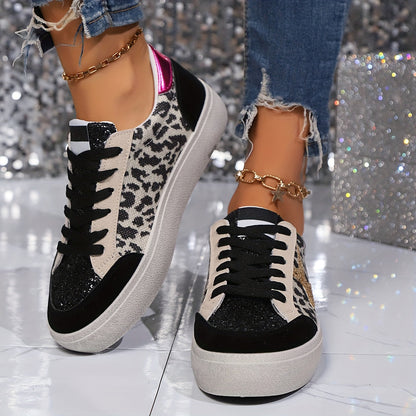 Damen Sneaker mit Glitzerstern – Modische Freizeitschuhe für Alltag & Party