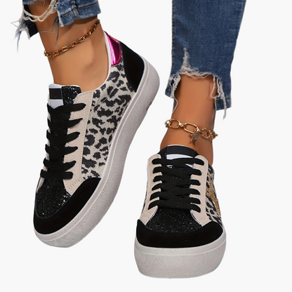 Damen Sneaker mit Glitzerstern – Modische Freizeitschuhe für Alltag & Party