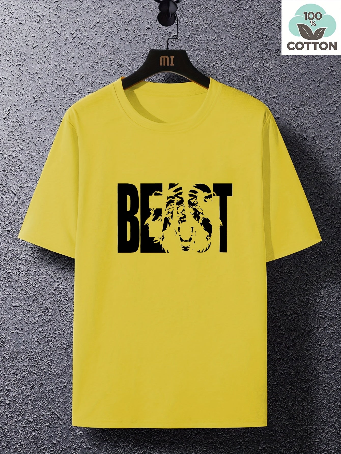 Herren T-Shirt mit "BEAST" Statement und Löwenkopf-Design – Urban Streetwear, Oversize Look