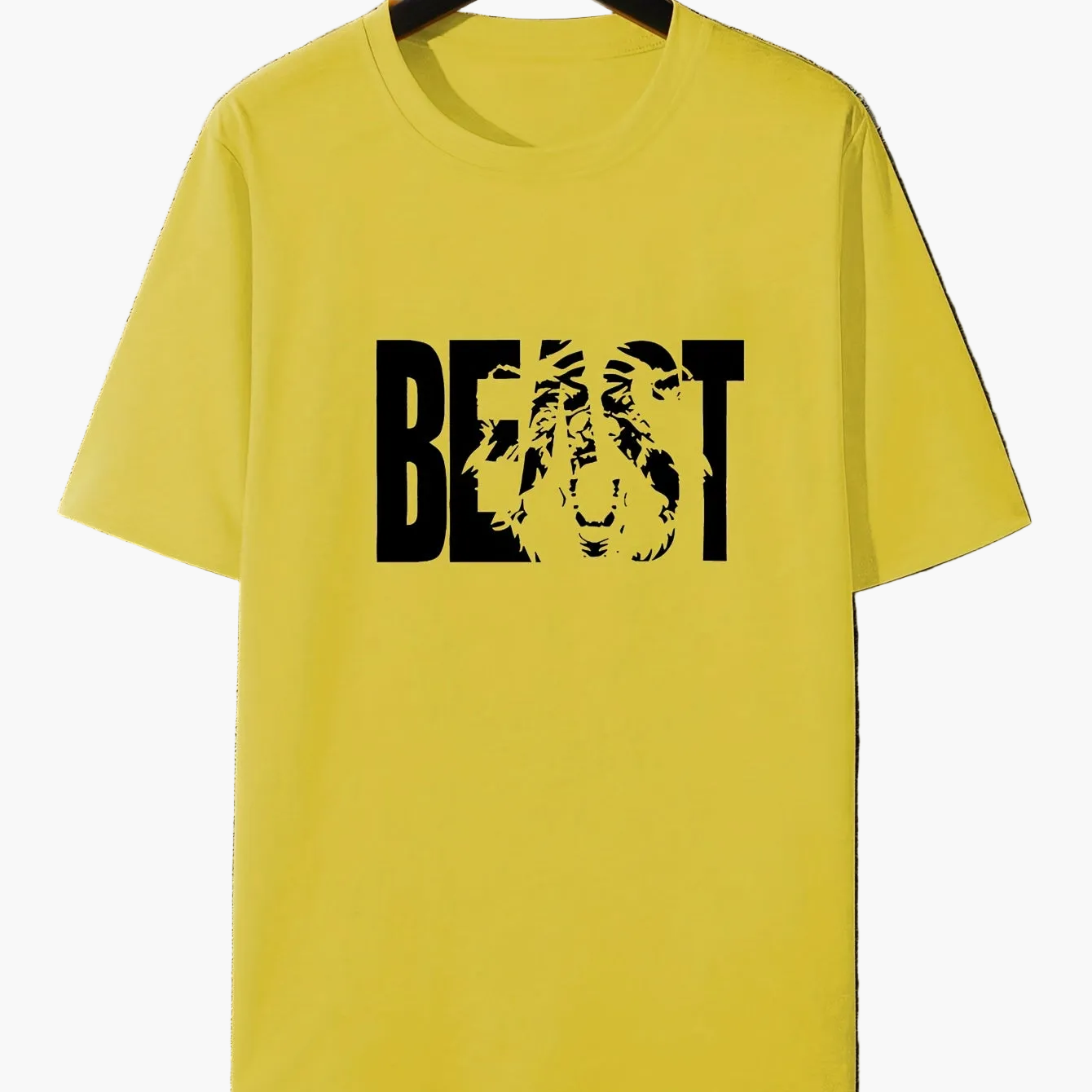 Herren T-Shirt mit "BEAST" Statement und Löwenkopf-Design – Urban Streetwear, Oversize Look